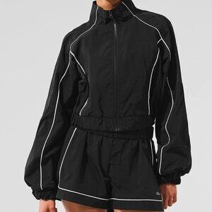 Alo Yoga Motivate Track Jacket & Shorts Set In Black